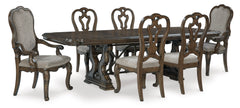 Dark Brown / Table + 4 Side Chairs + 2 Armchairs, product view 2; includes table + 4 side chairs + 2 armchairs; cabinets and accessories excluded - 45