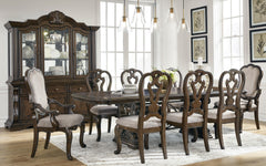 Dark Brown / Table + 6 Side Chairs + 2 Armchairs, product view 1; includes table + 6 side chairs + 2 armchairs; cabinets and accessories excluded - 46