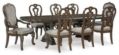 Dark Brown / Table + 6 Side Chairs + 2 Armchairs, product view 2; includes table + 6 side chairs + 2 armchairs; cabinets and accessories excluded - 47