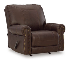 Dark Brown Leather and Faux Leather Seating, rocker recliner angle view - 11