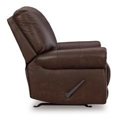 Dark Brown Leather and Faux Leather Seating, rocker recliner side view - 14