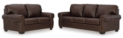 Dark Brown Leather and Faux Leather Seating, sofa and loveseat set - 17