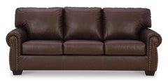 Dark Brown Leather and Faux Leather Seating, sofa front view - 3