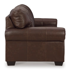 Dark Brown Leather and Faux Leather Seating, sofa side view - 4