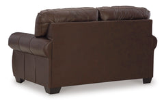 Dark Brown Leather and Faux Leather Seating, loveseat back view - 7