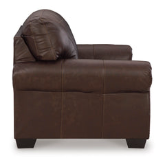 Dark Brown Leather and Faux Leather Seating, loveseat side view - 9