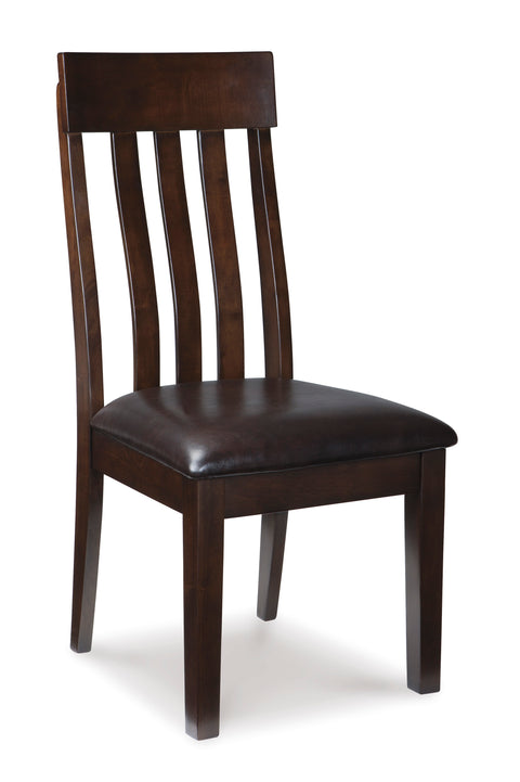 Dark Brown Rake-Back Dining Chairs with Tufted Faux Leather Seats, Set of 2