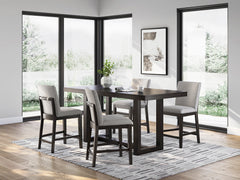 Light Gray / Dark Grayish Brown / Table + 4 Stools, product view 2; included: 1 table; 4 matching counter stools; all other furniture and accessories excluded - 17