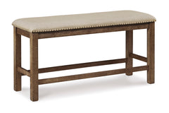 Beige / Grayish Brown / Counter Height Bench, product view 2; included: 1 bench; all other furniture and accessories excluded - 14