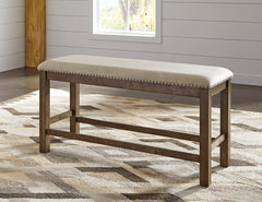 Beige / Grayish Brown / Counter Height Bench, product view 3; included: 1 bench; all other furniture and accessories excluded - 15