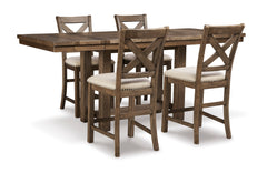 Beige / Grayish Brown / Table + 4 Stools, product view 1; included: 1 table; 4 matching counter stools; all other furniture and accessories excluded - 16