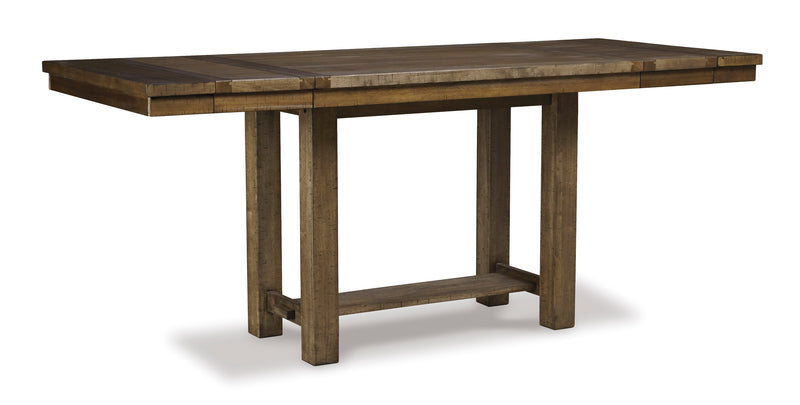 Distressed Nutmeg Counter Height Extension Table and Seating