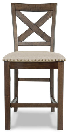 Beige / Grayish Brown / Set of 2 Counter Stools, product view 6; included: 2 matching counter stools; all other furniture and accessories excluded - 9