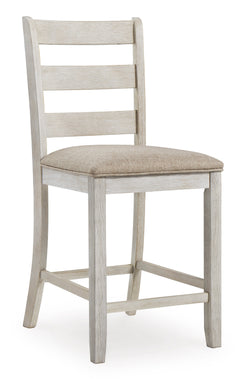 White/Light Brown / Counter Height — Set of 2 Stools, angle view; matching pair included; additional furniture and accessories excluded - 1