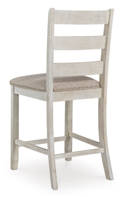White/Light Brown / Counter Height — Set of 2 Stools, back view; matching pair included; additional furniture and accessories excluded - 4