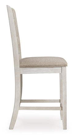 White/Light Brown / Counter Height — Set of 2 Stools, side view; matching pair included; additional furniture and accessories excluded - 6
