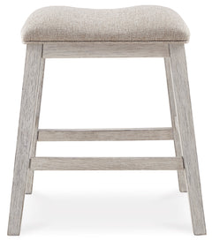 White/Light Brown / Counter Height — Set of 2 Stools, front view; 2 stools included; additional furniture and accessories excluded - 3