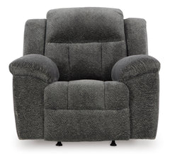Graphite Fabric Reclining Seating, rocker chair front view - 14