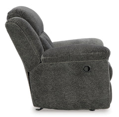 Graphite Fabric Reclining Seating, rocker chair side view - 15