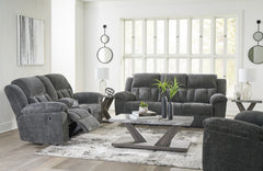 Graphite Fabric Reclining Seating, three-piece seating; tables and decor excluded - 18
