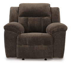 Chocolate Fabric Reclining Seating, rocker chair front view - 32