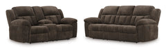 Chocolate Fabric Reclining Seating, sofa and console loveseat set - 35