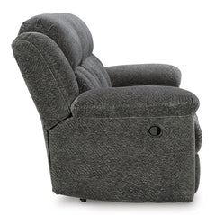 Graphite Fabric Reclining Seating, sofa side view - 5