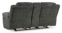 Graphite Fabric Reclining Seating, console loveseat back view - 8
