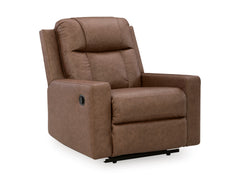 Caramel Faux Leather Reclining Seating, recliner chair upright angle - 11