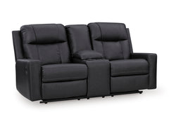 Carbon Faux Leather Reclining Seating, console loveseat upright angle - 26
