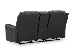 Carbon Faux Leather Reclining Seating, console loveseat back view - 28