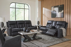 Carbon Faux Leather Reclining Seating, three-piece seating; tables and decor not included - 38