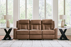 Caramel Faux Leather Reclining Seating, sofa room view; accessories not included - 5