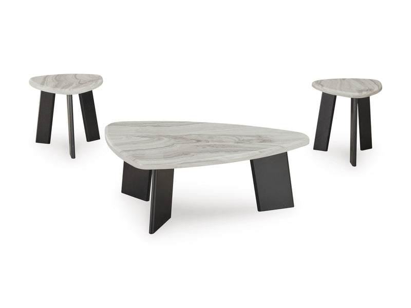 Faux Marble Coffee Table and End Tables — 3-Piece Set