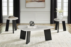 Faux Marble Coffee Table and End Tables — 3-Piece Set, room setting; accessories not included - 2