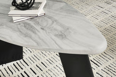 Faux Marble Coffee Table and End Tables — 3-Piece Set, coffee table detail - 3