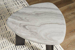 Faux Marble Coffee Table and End Tables — 3-Piece Set, end table detail - 4