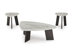 Faux Marble Coffee Table and End Tables — 3-Piece Set, front view - 6