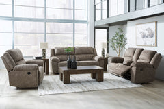 Fossil Wide Faux Leather Reclining Seating, three-piece seating; tables and decor not included - 18