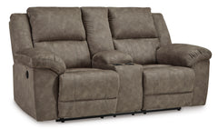 Fossil Wide Faux Leather Reclining Seating, console loveseat upright angle - 6