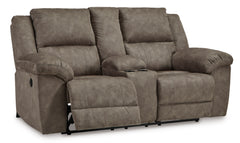 Fossil Wide Faux Leather Reclining Seating, console loveseat reclined angle - 7