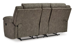 Fossil Wide Faux Leather Reclining Seating, console loveseat back view - 8