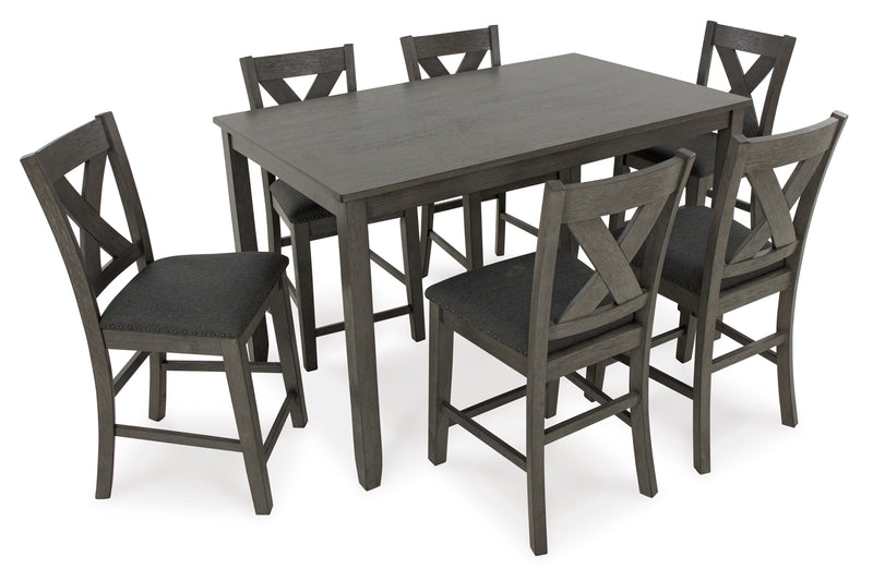 Gray 7-Piece Counter Dining Set with Cushioned Stools