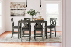 Gray / 7-Piece Counter Dining Set: Table + 6 Stools, product view 4; includes 1 table, 6 stools; decorative accessories and other furniture excluded - 4