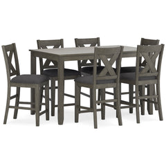 Gray / 7-Piece Counter Dining Set: Table + 6 Stools, product view 5; includes 1 table, 6 stools; decorative accessories and other furniture excluded - 5