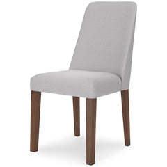 gray and brown upholstered dining chairs, single chair alternate angle - 2