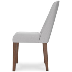 gray and brown upholstered dining chairs, single chair side profile - 7