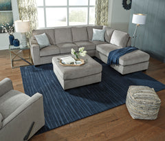 Alloy Gray chenille ottoman, Square 36" × 36" styled room; other furniture and accessories not included - 10