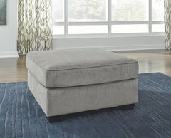Alloy Gray chenille ottoman, Square 36" × 36" styled room; other furniture and accessories not included - 12