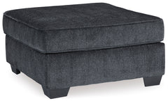 Slate Gray chenille ottoman, Square 36" × 36" angled view - 13